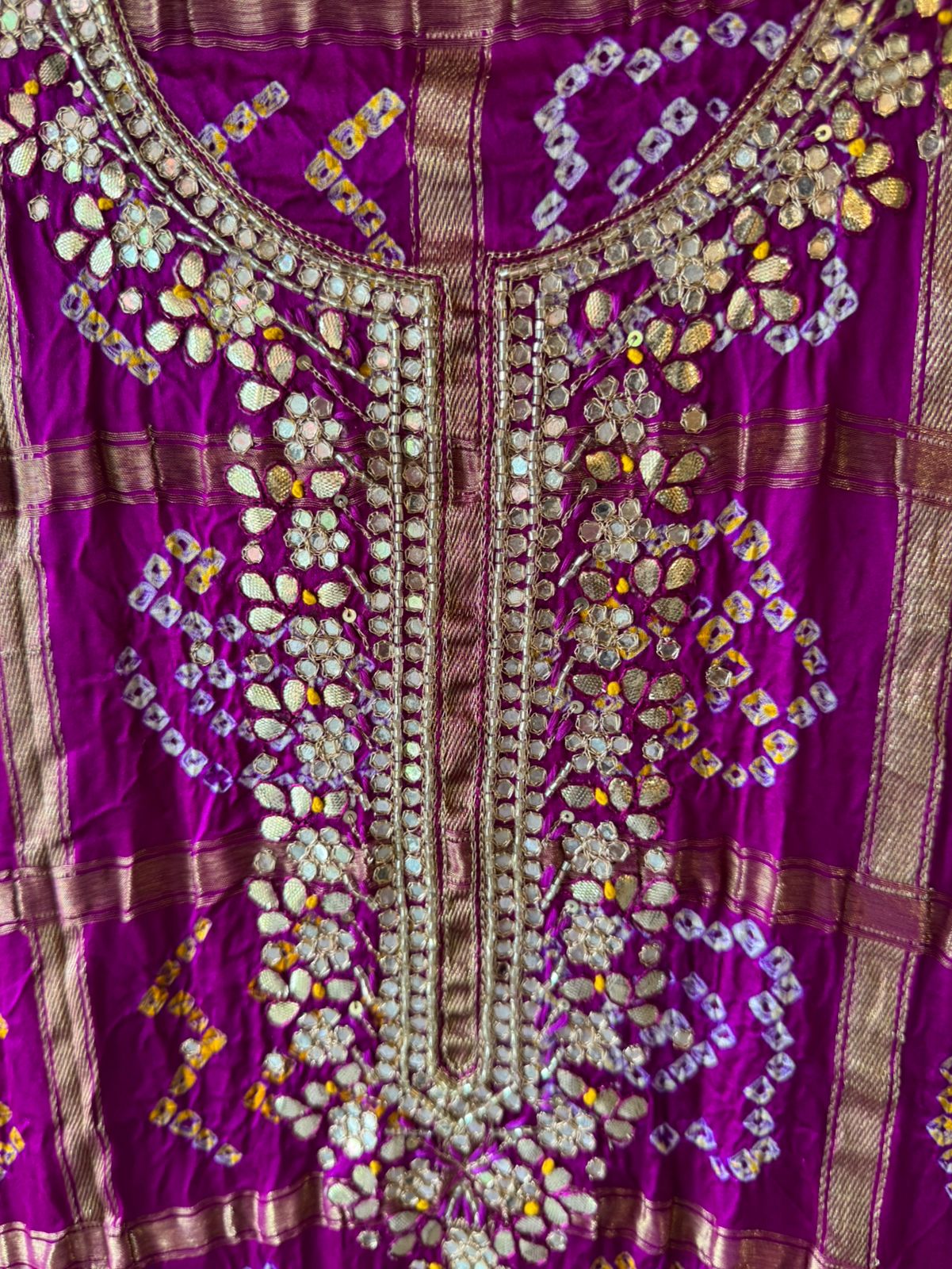 Crushed bandhani gajji silk Suits