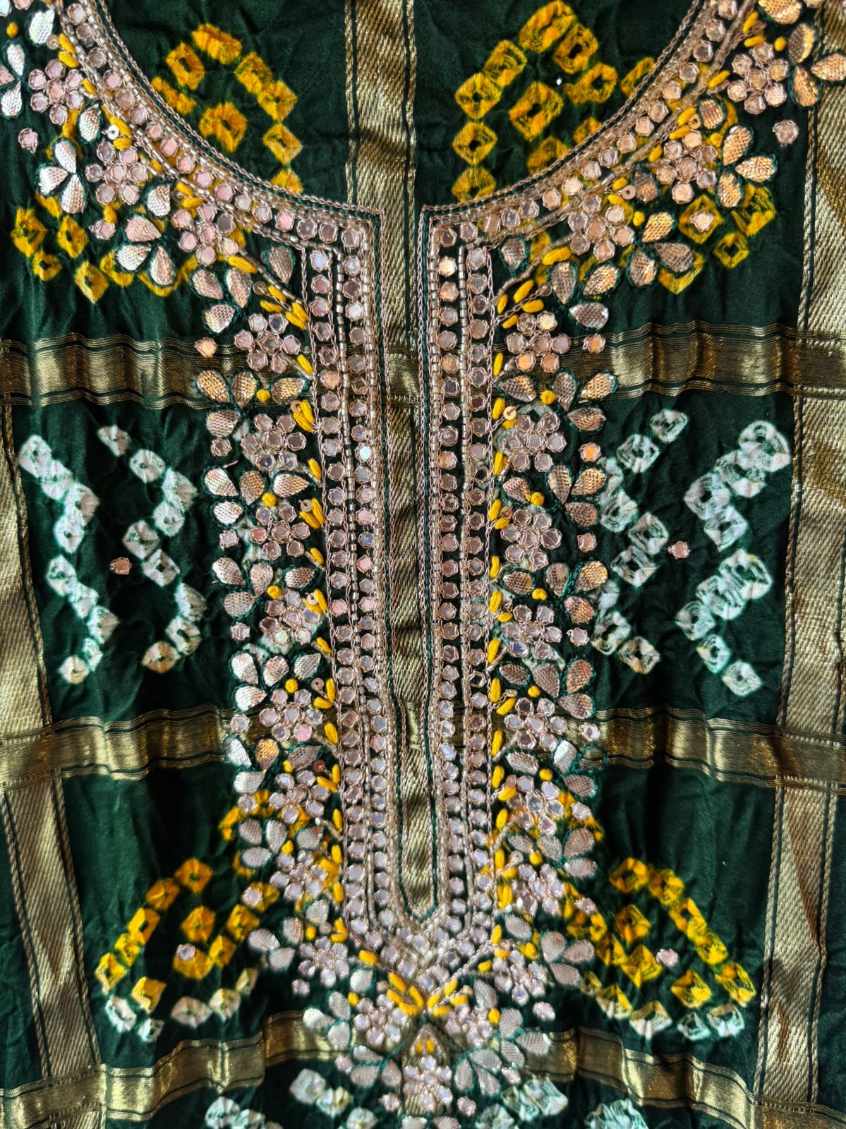 Crushed bandhani gajji silk Suits