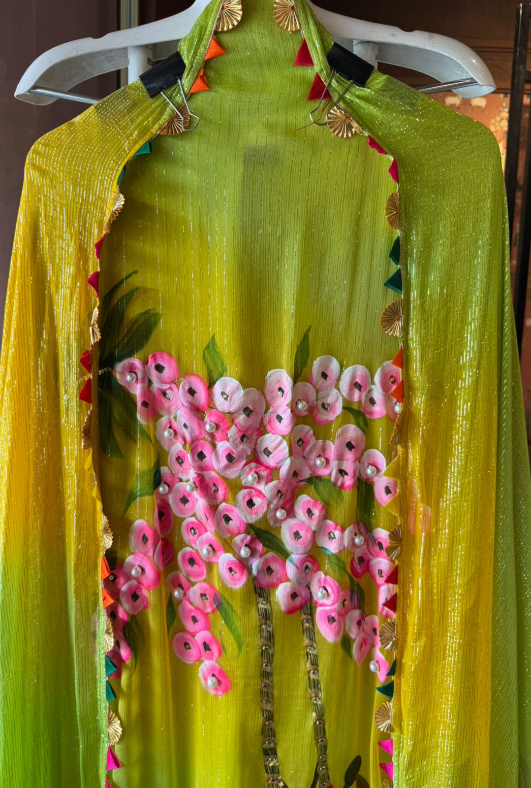 Beautiful shimmer chiffon ombré hand painted shirt