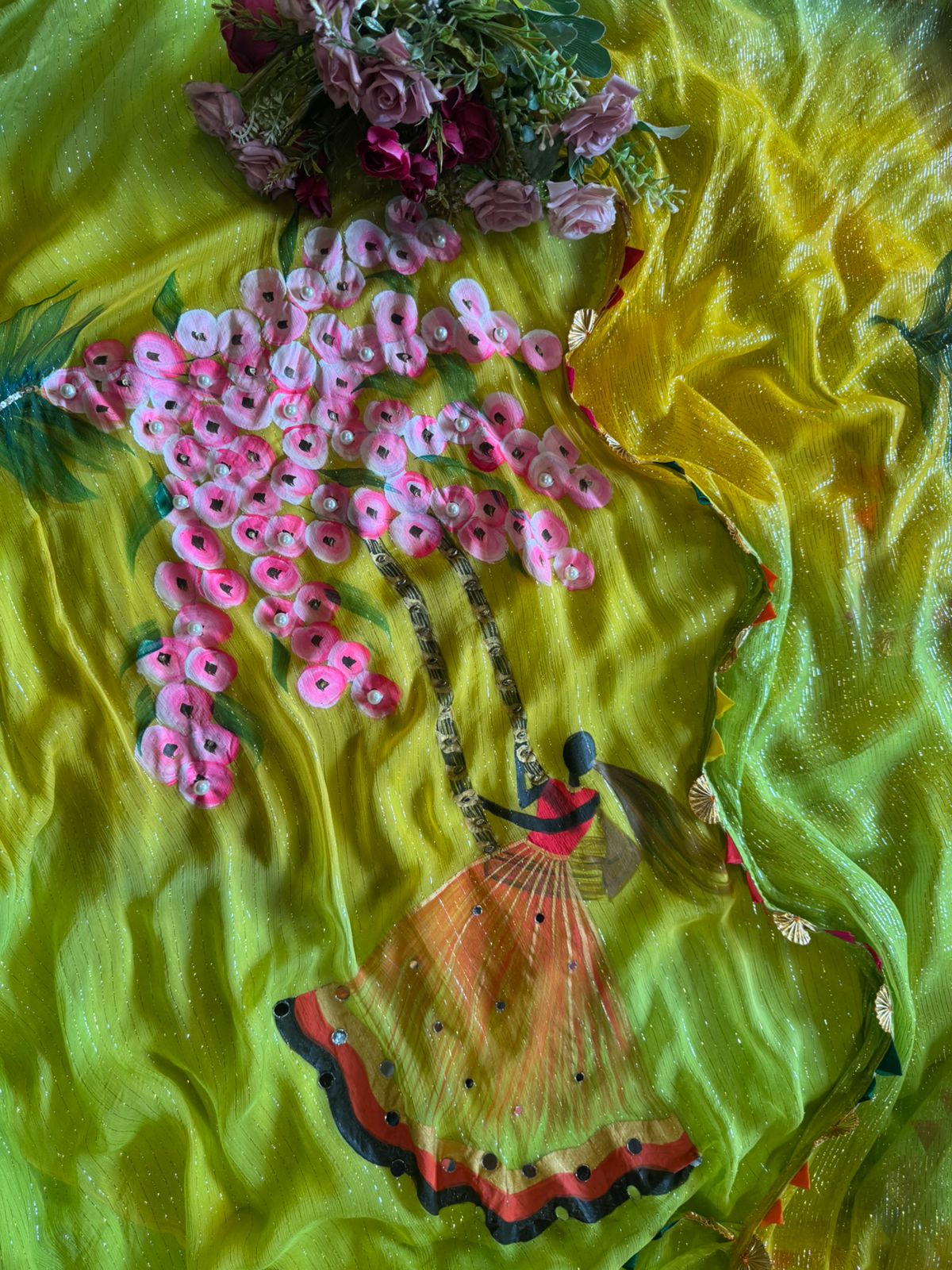 Beautiful shimmer chiffon ombré hand painted shirt