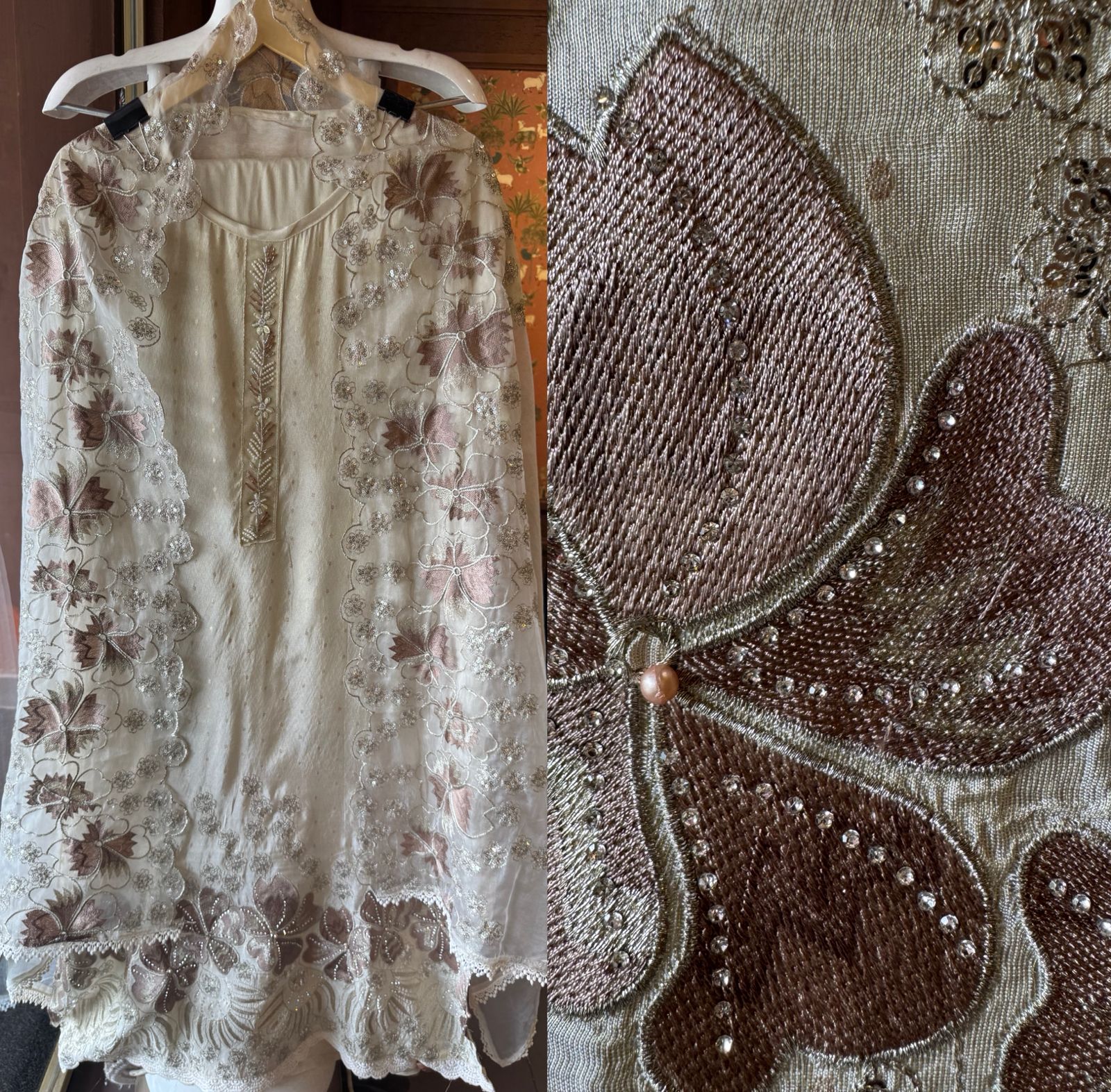 Soft shimmer tissue Unstitched Full size shirt