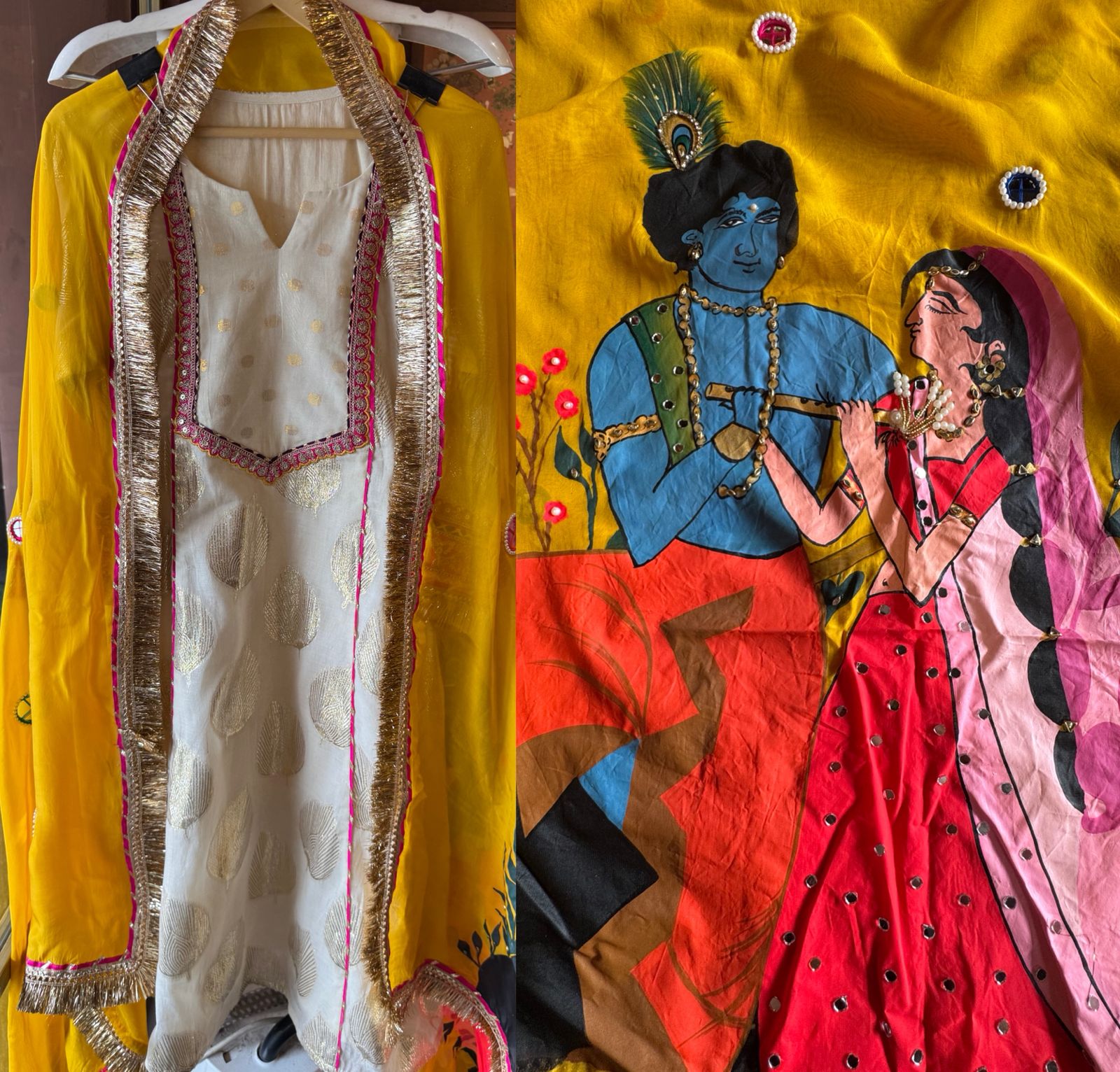 Pure soft organic mul cotton jacquard Anarkali