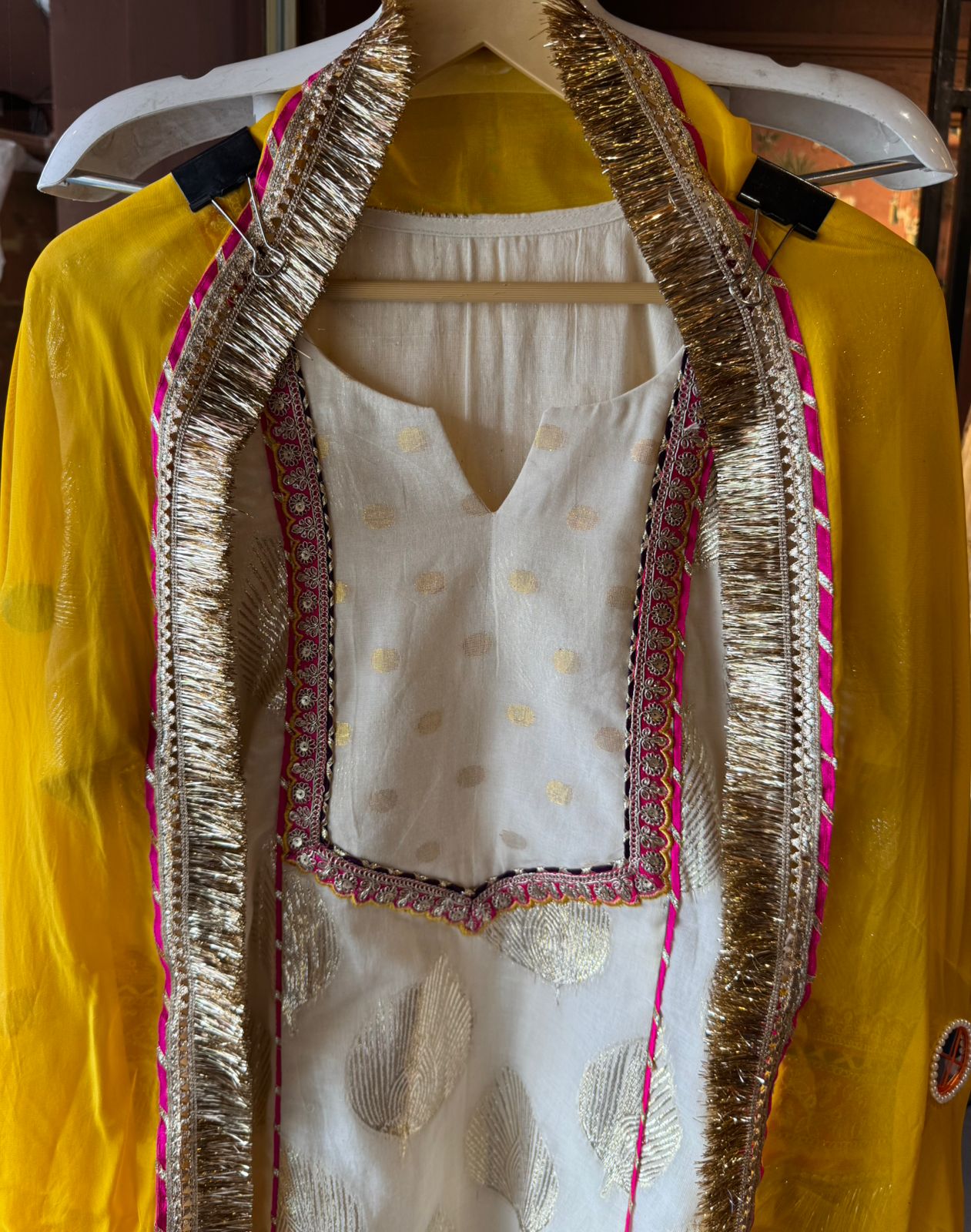 Pure soft organic mul cotton jacquard Anarkali