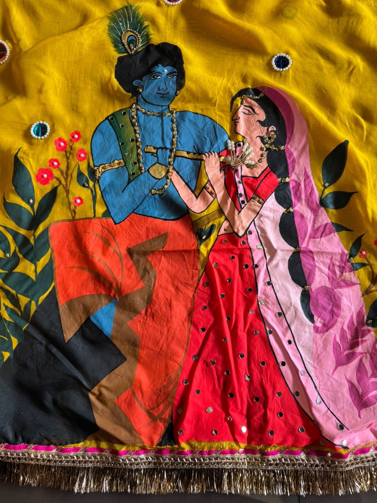 Pure soft organic mul cotton jacquard Anarkali