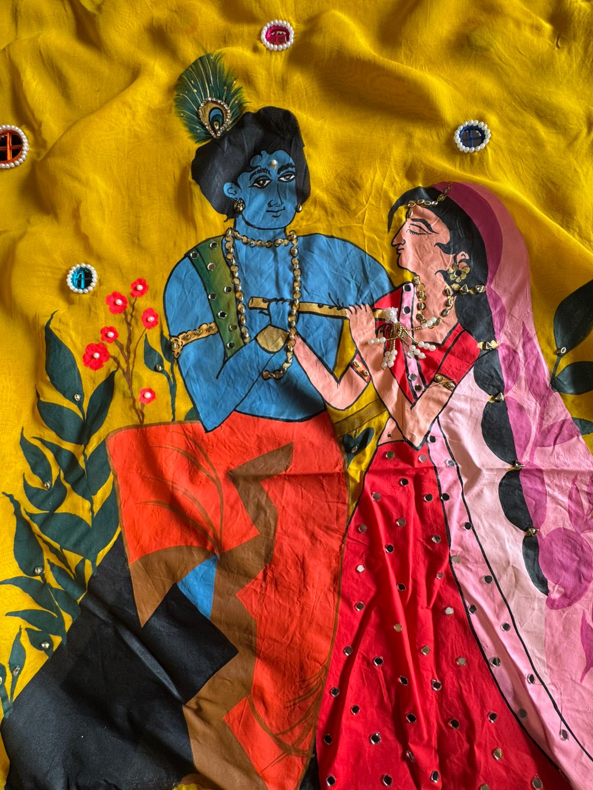 Pure soft organic mul cotton jacquard Anarkali