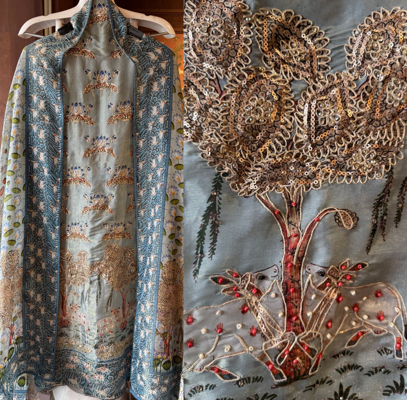 Tango silk fabric used to design these suits