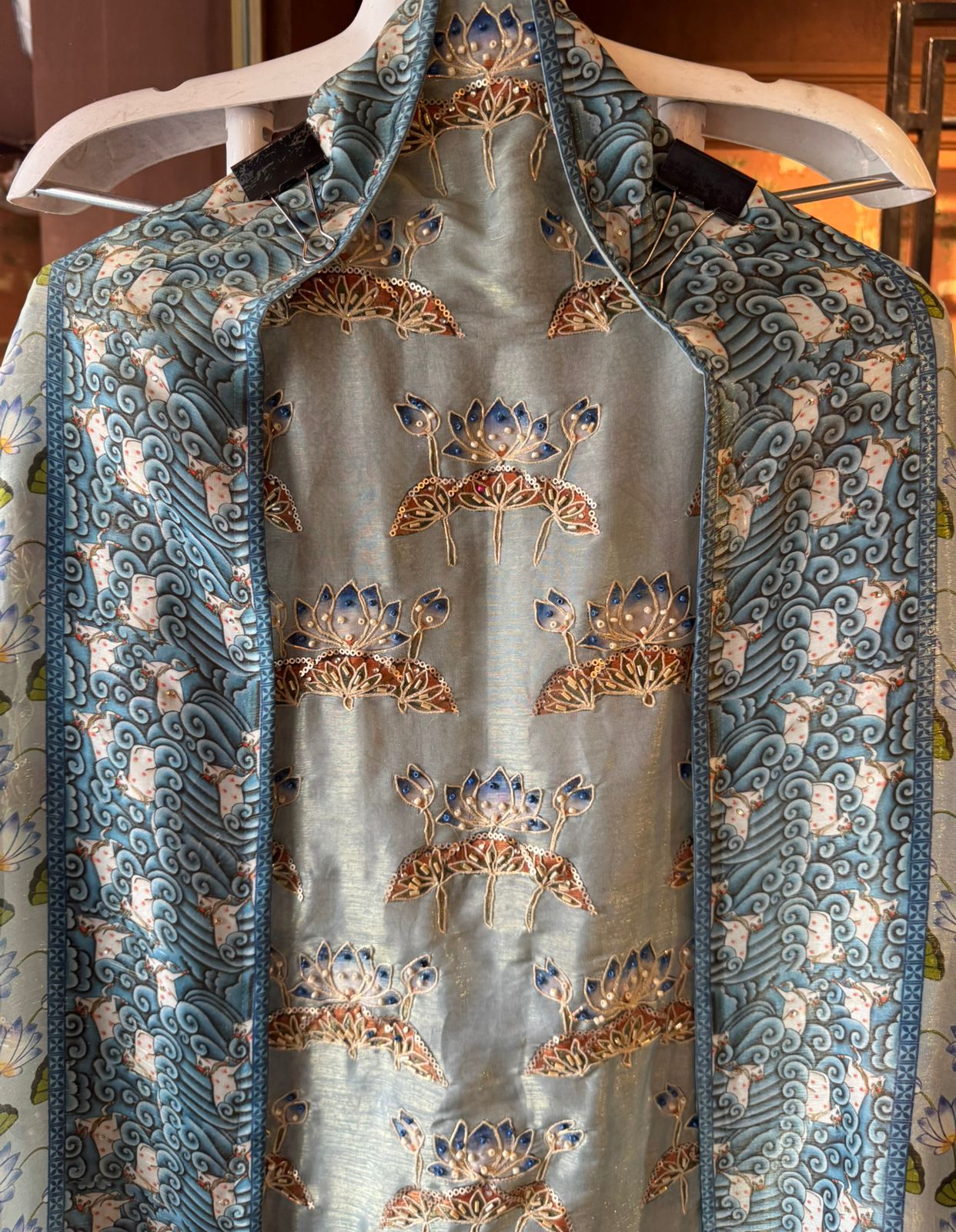 Tango silk fabric used to design these suits