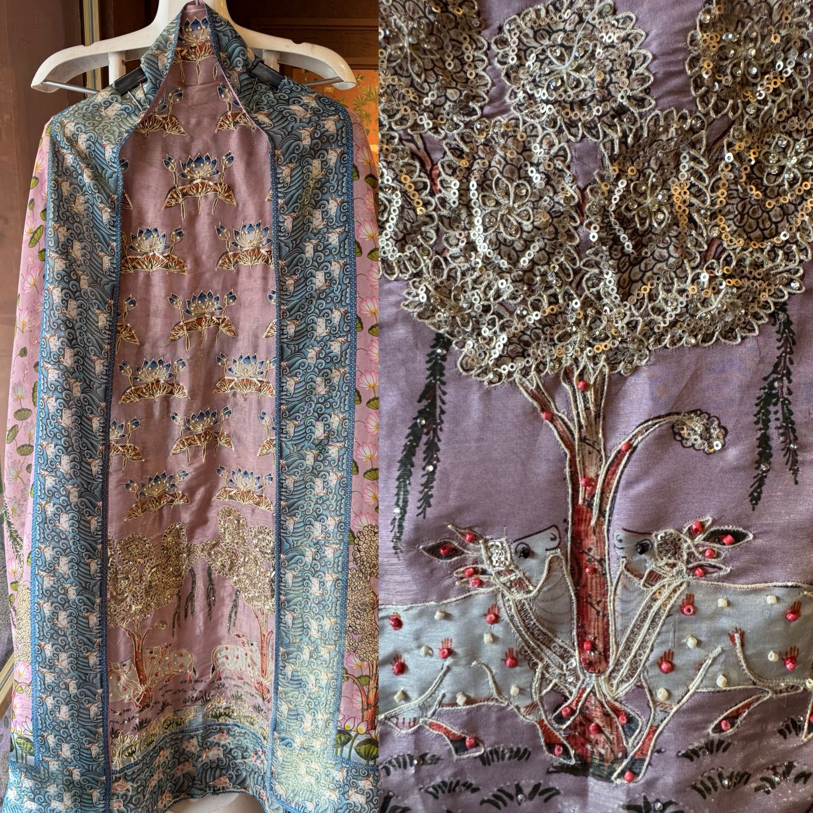 Tango silk fabric used to design these suits