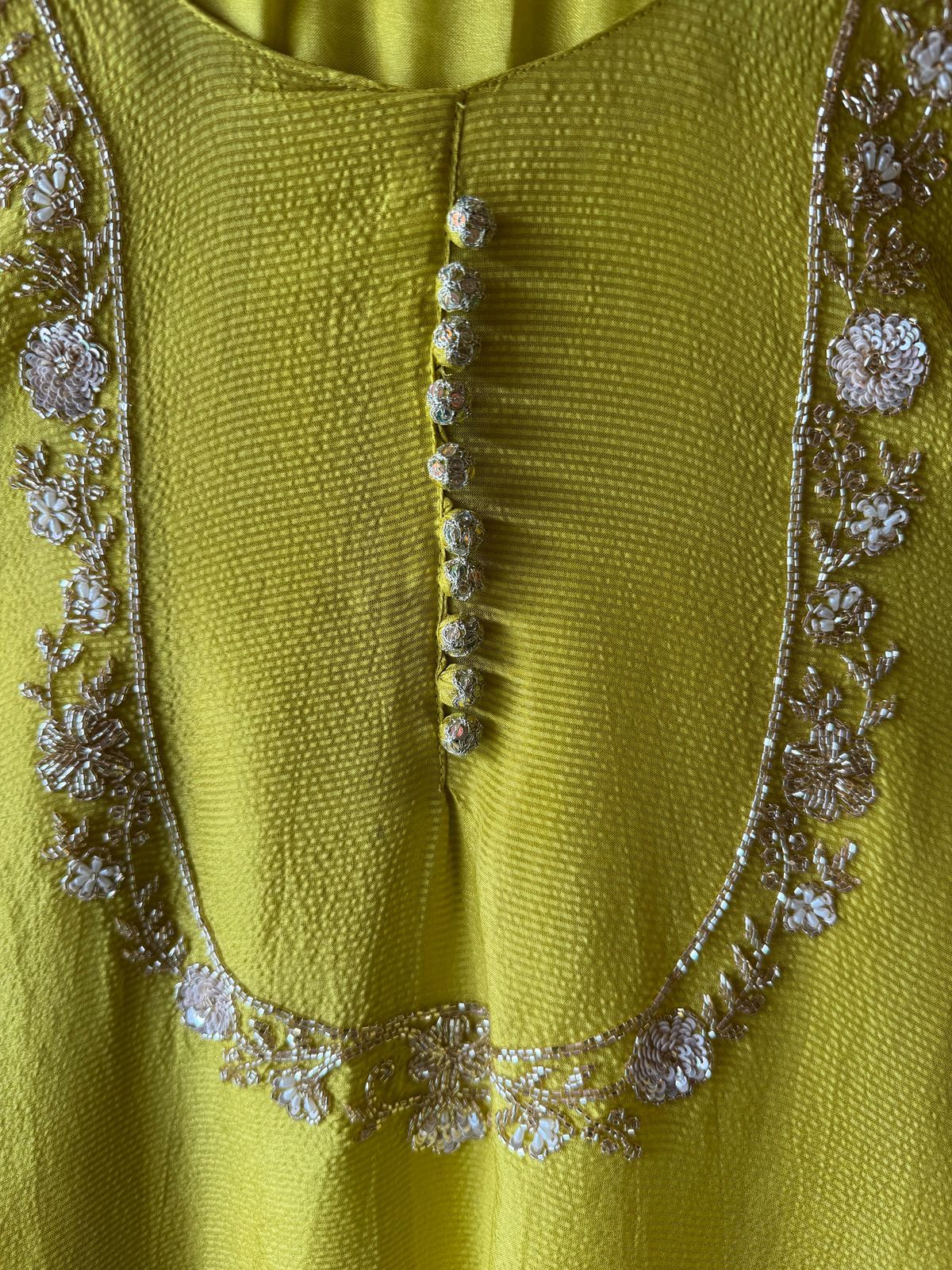 Self Tissue Kurta with Gold lurex Semi stitched shirt