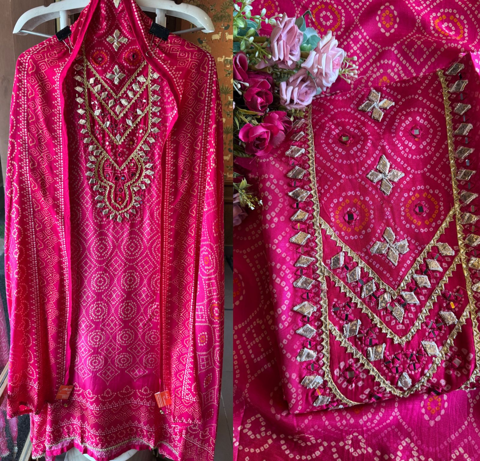 Pure Russian Silk  Bandhani printed Shirt