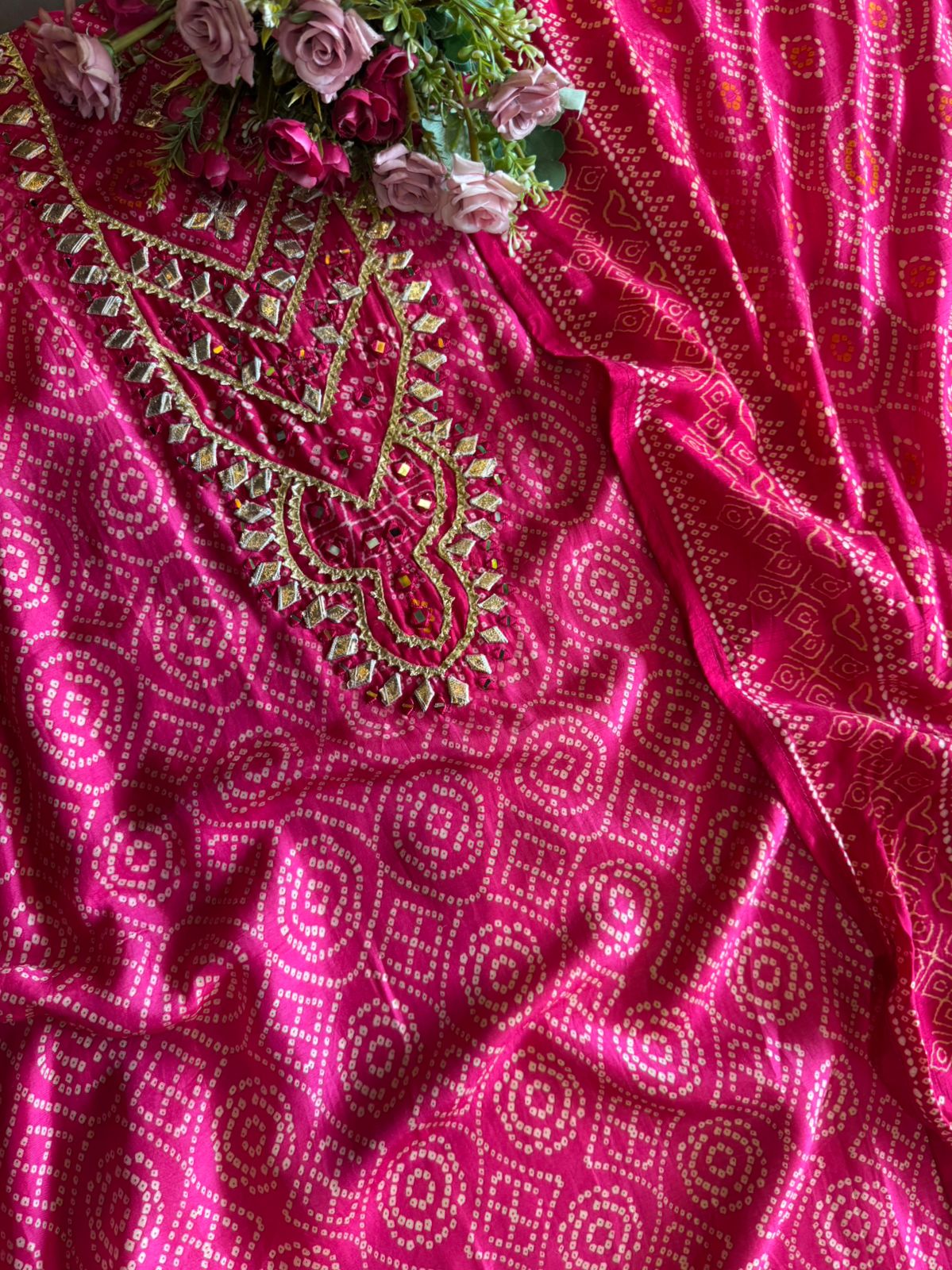 Pure Russian Silk  Bandhani printed Shirt