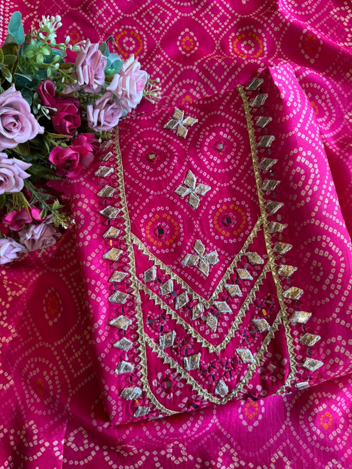 Pure Russian Silk  Bandhani printed Shirt