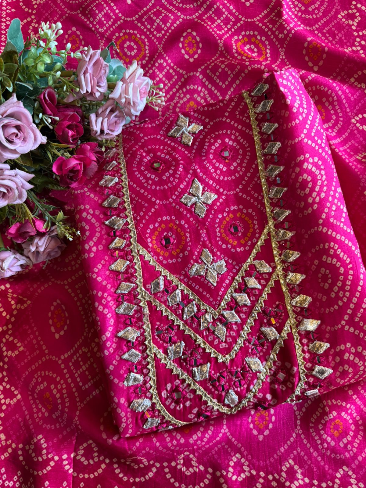 Pure Russian Silk  Bandhani printed Shirt