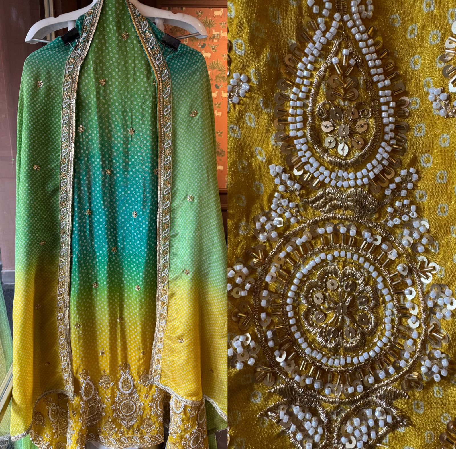 Shimmer soft tissue with lovely ombré effect with bandhani print