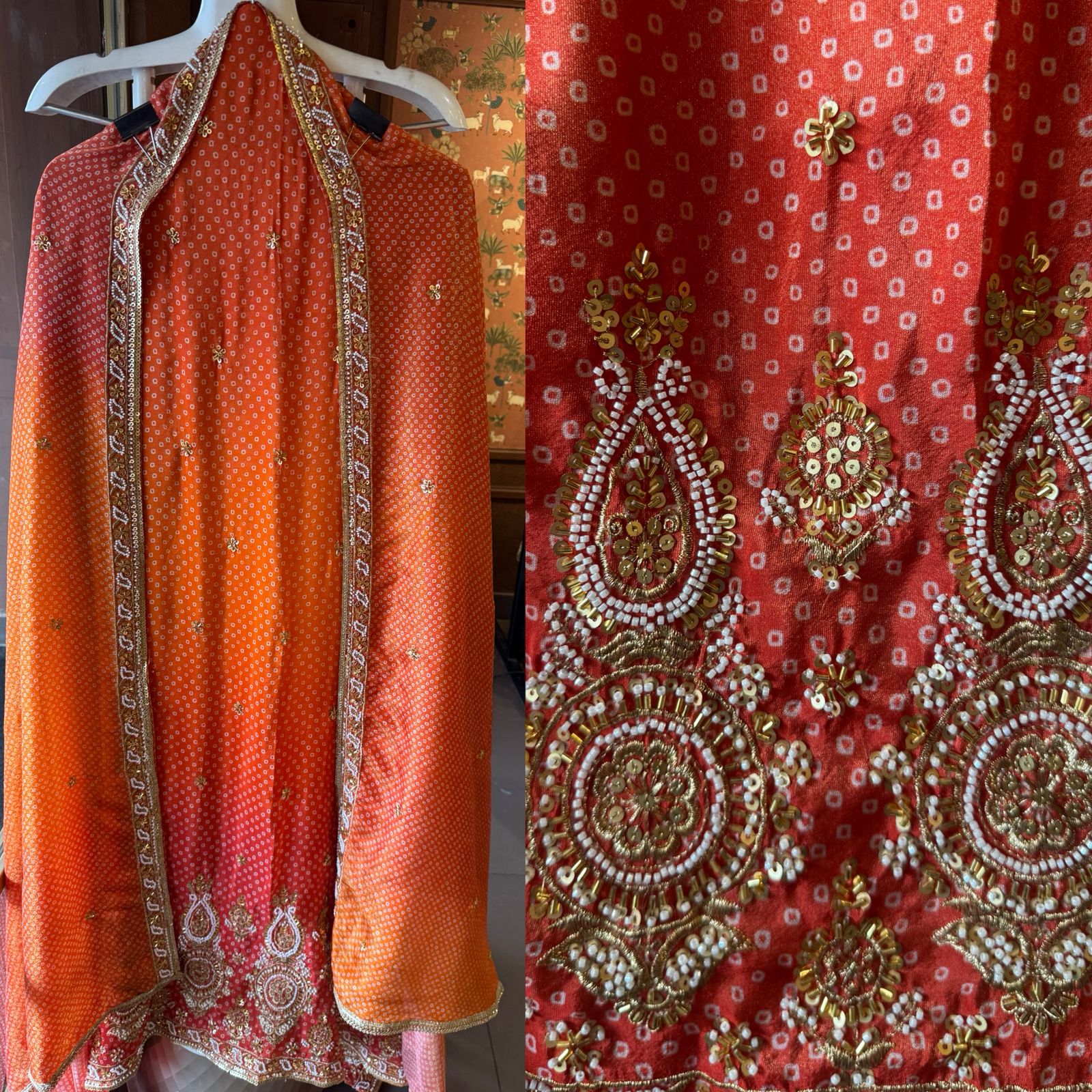 Shimmer soft tissue with lovely ombré effect with bandhani print