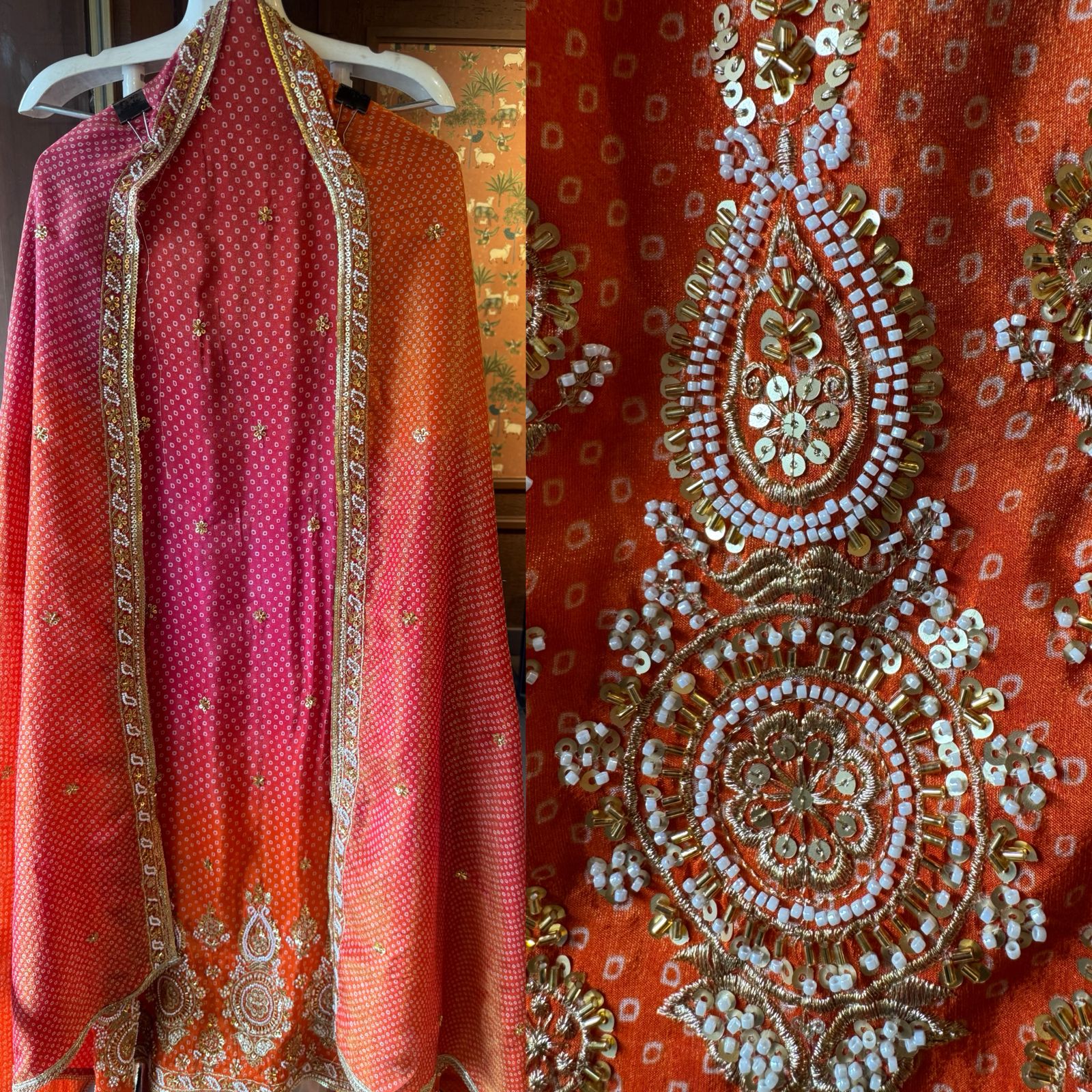 Shimmer soft tissue with lovely ombré effect with bandhani print