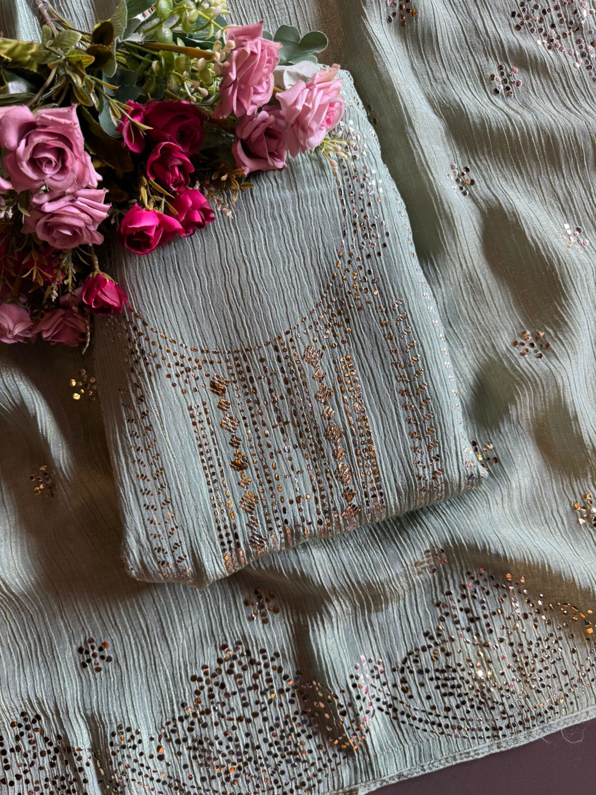 Pure crushed tissue Unstitched Kurta