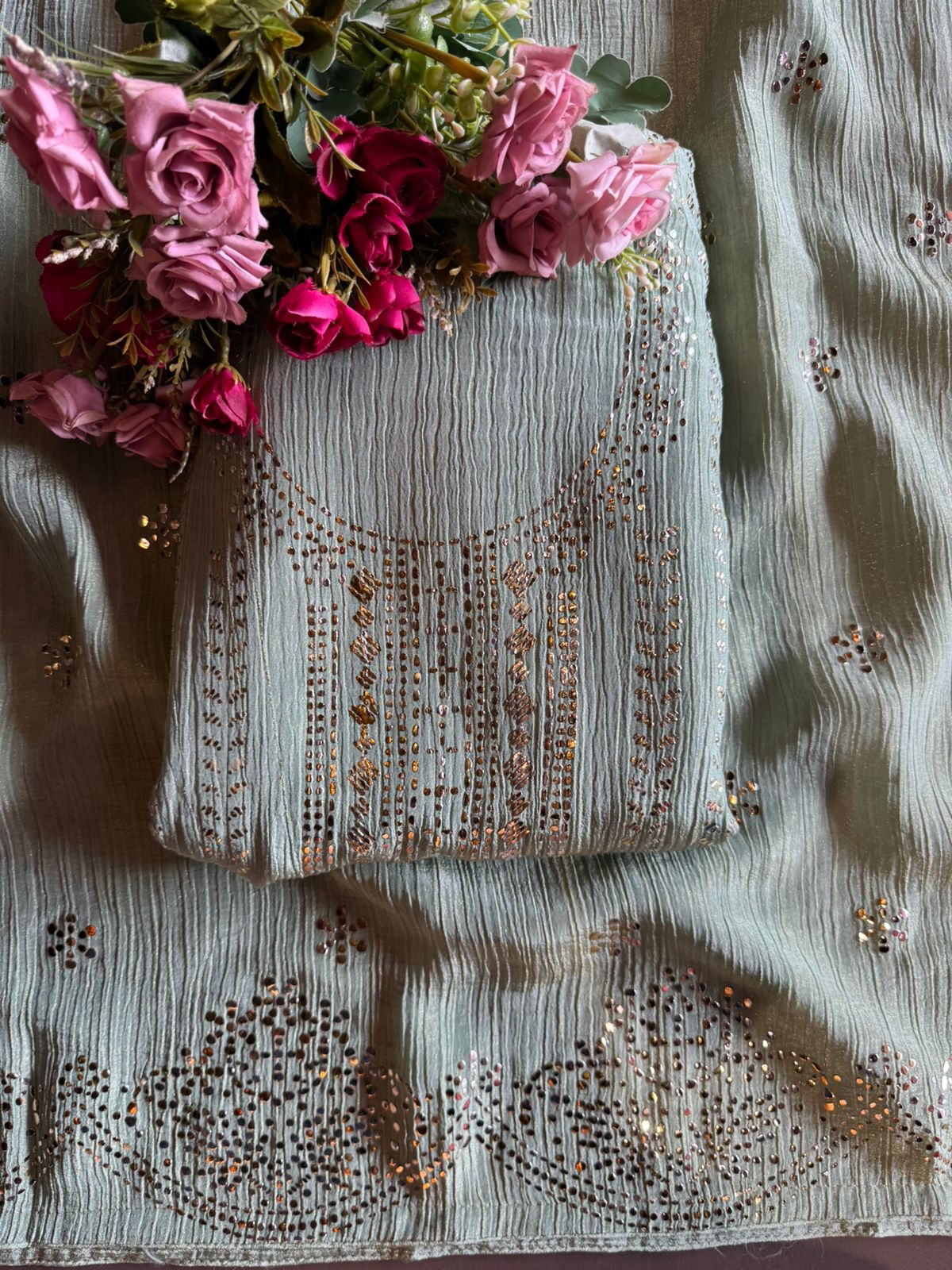 Pure crushed tissue Unstitched Kurta