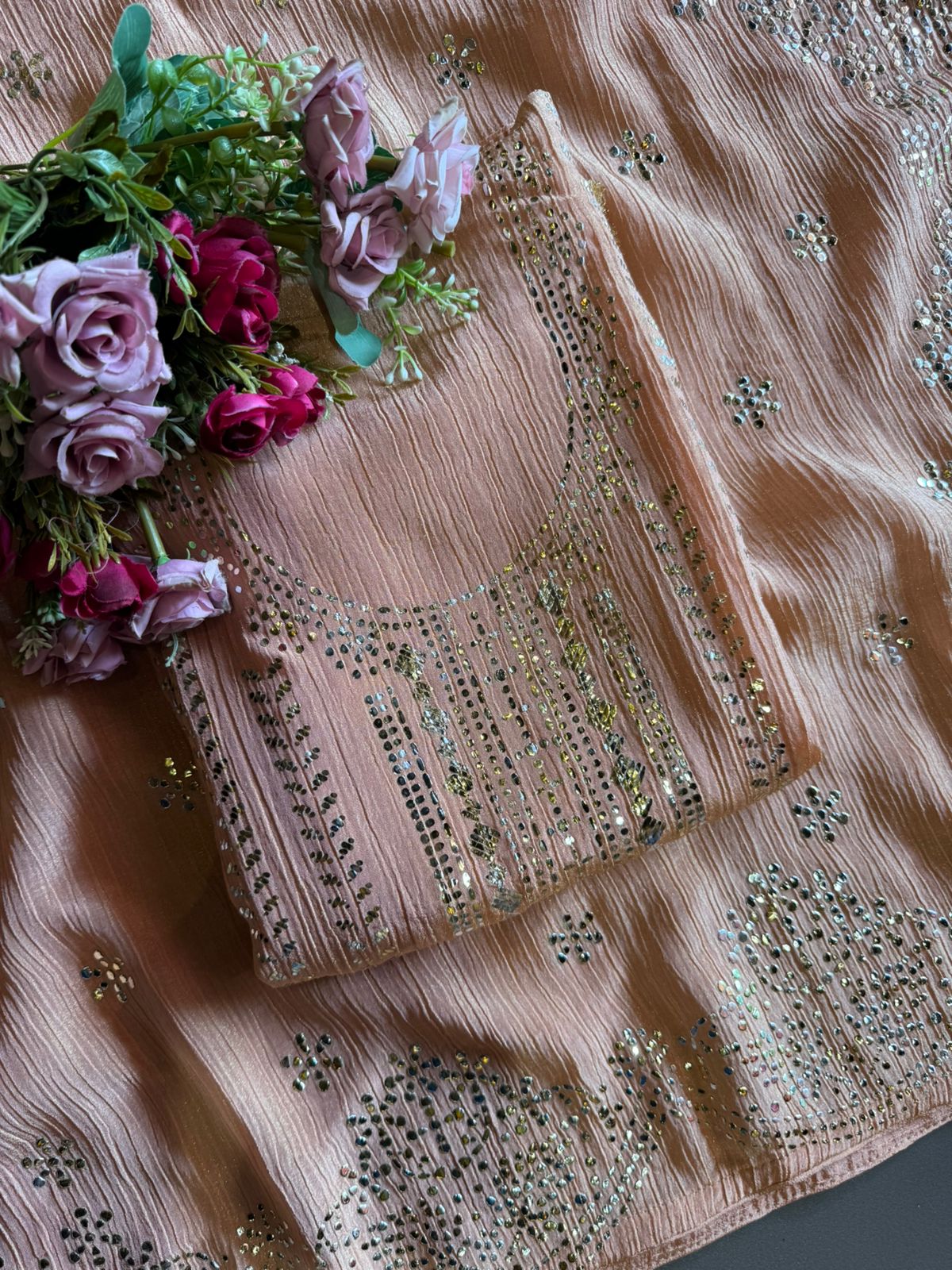 Pure crushed tissue Unstitched Kurta