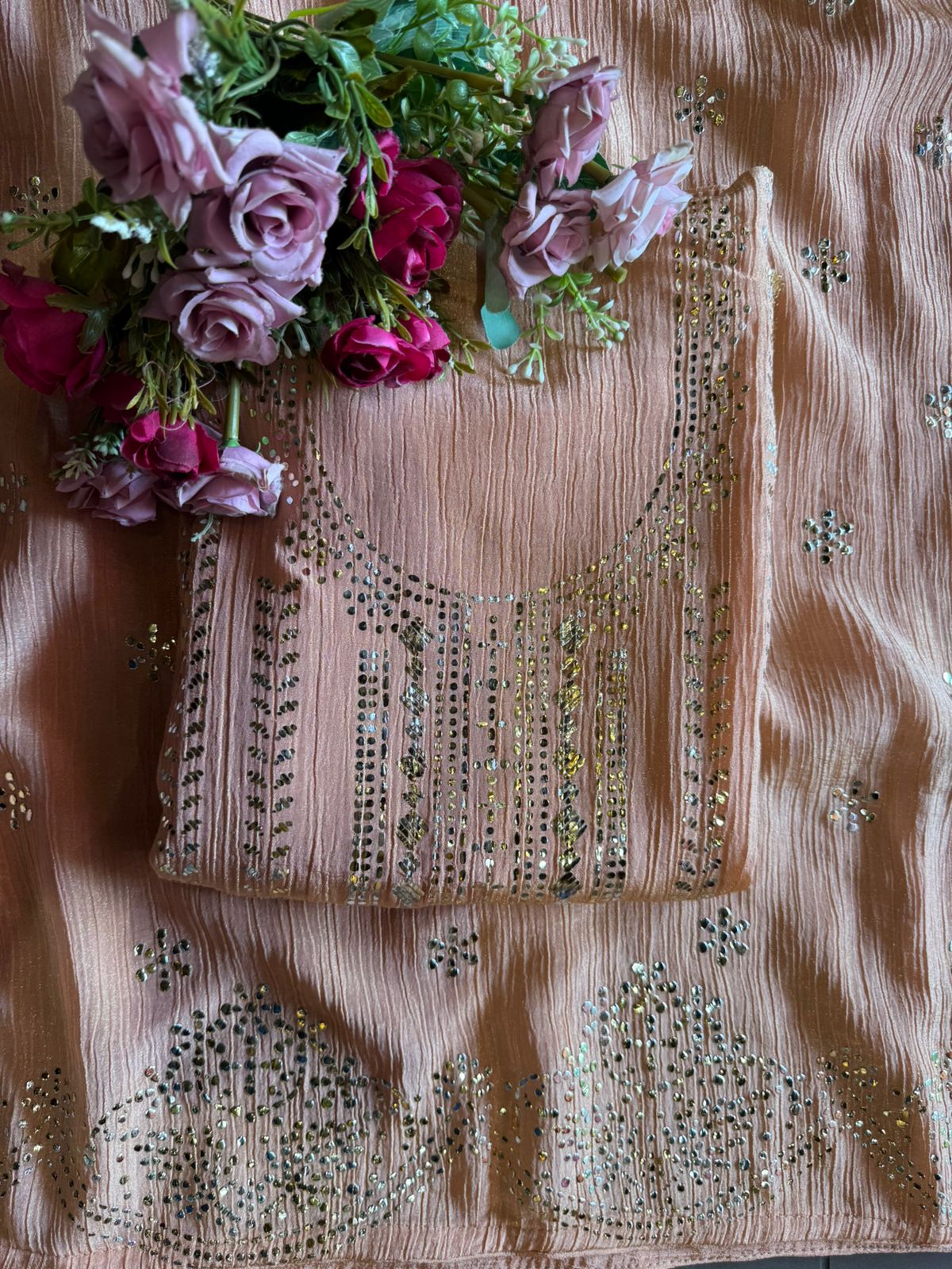 Pure crushed tissue Unstitched Kurta