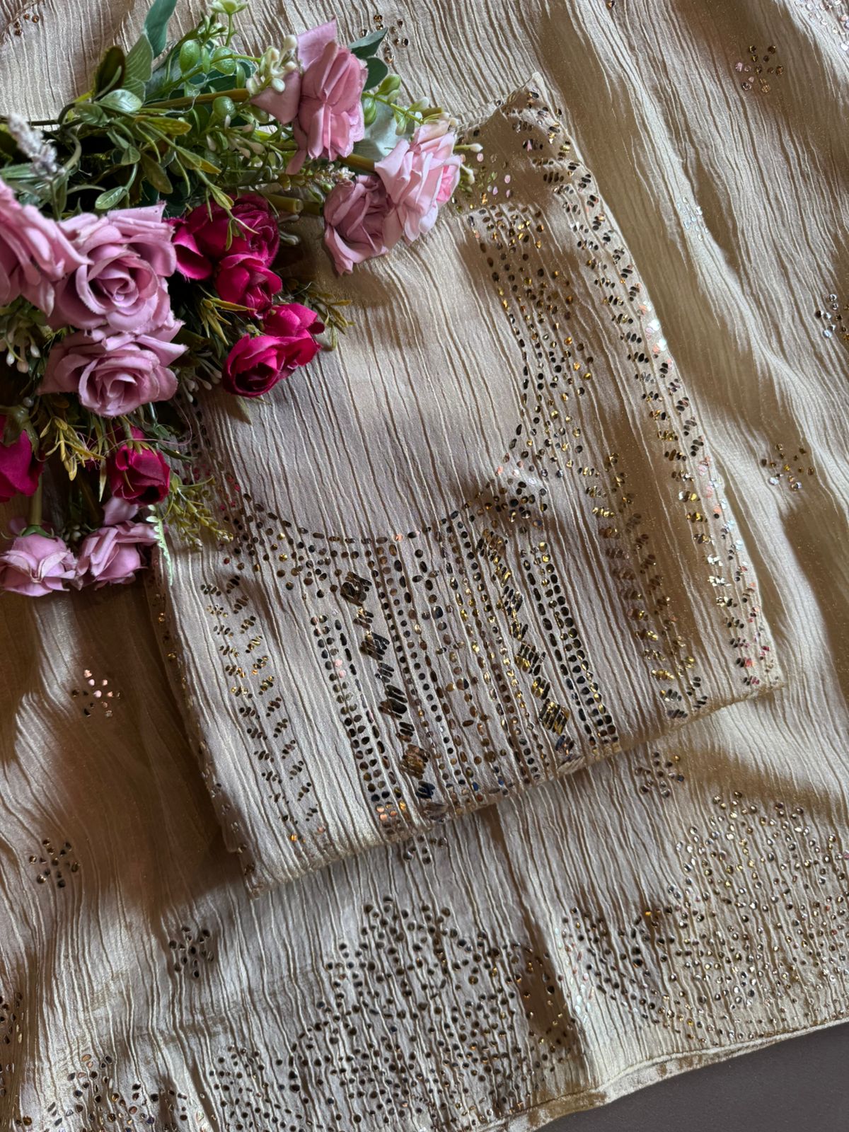 Pure crushed tissue Unstitched Kurta