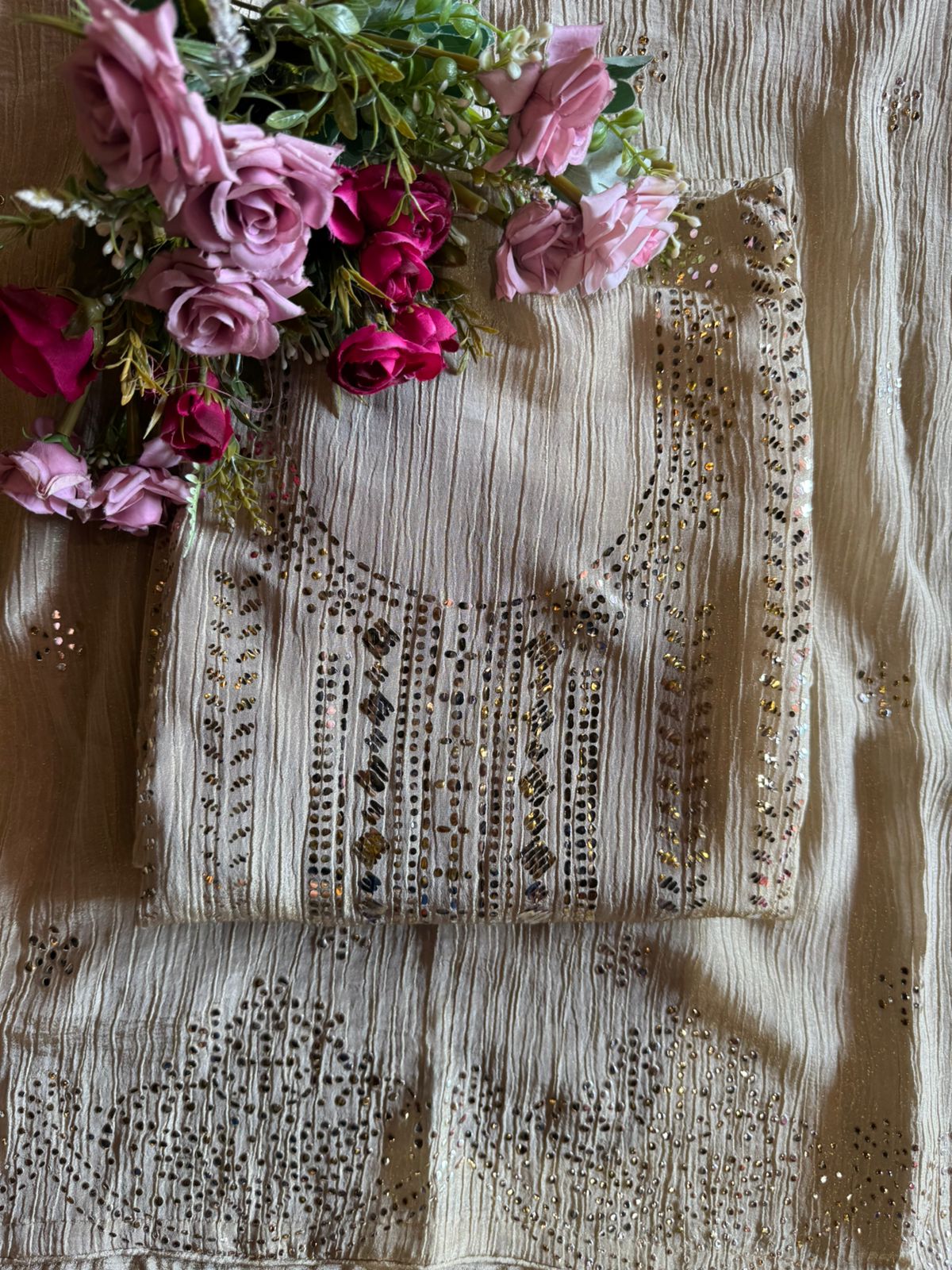 Pure crushed tissue Unstitched Kurta