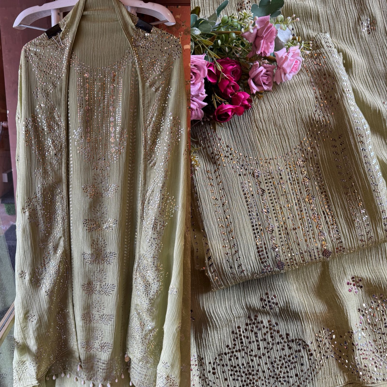 Pure crushed tissue Unstitched Kurta