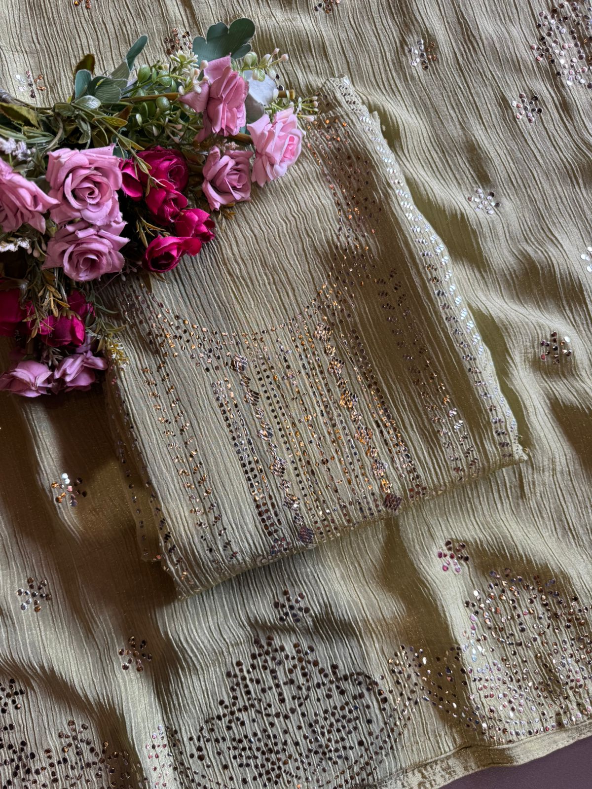 Pure crushed tissue Unstitched Kurta