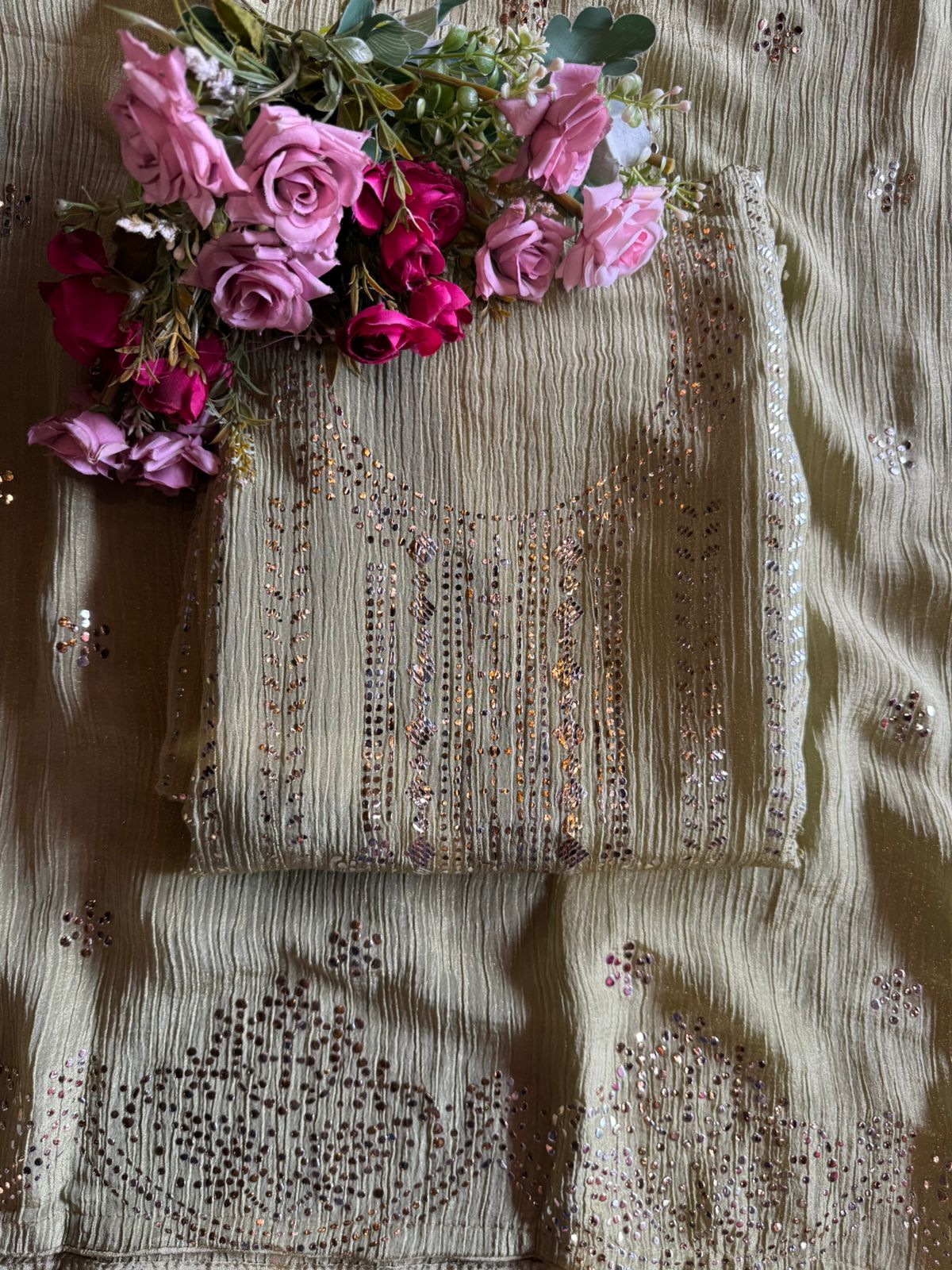 Pure crushed tissue Unstitched Kurta