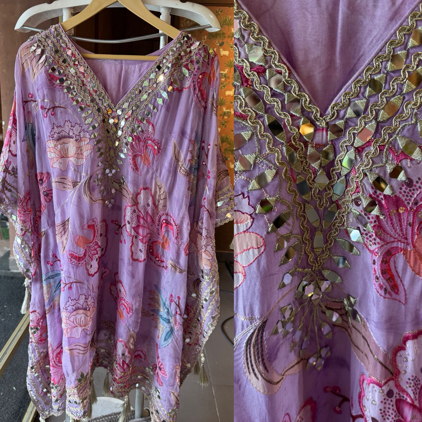 Soft organza  stitched kaaftan set