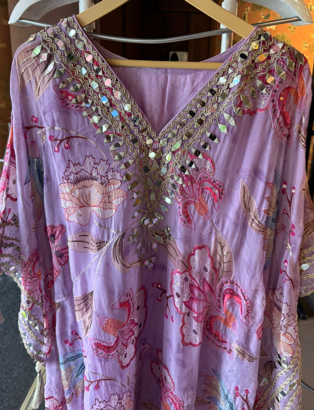 Soft organza  stitched kaaftan set