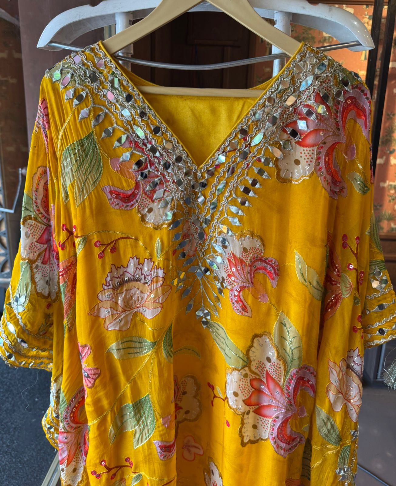 Soft organza  stitched kaaftan set