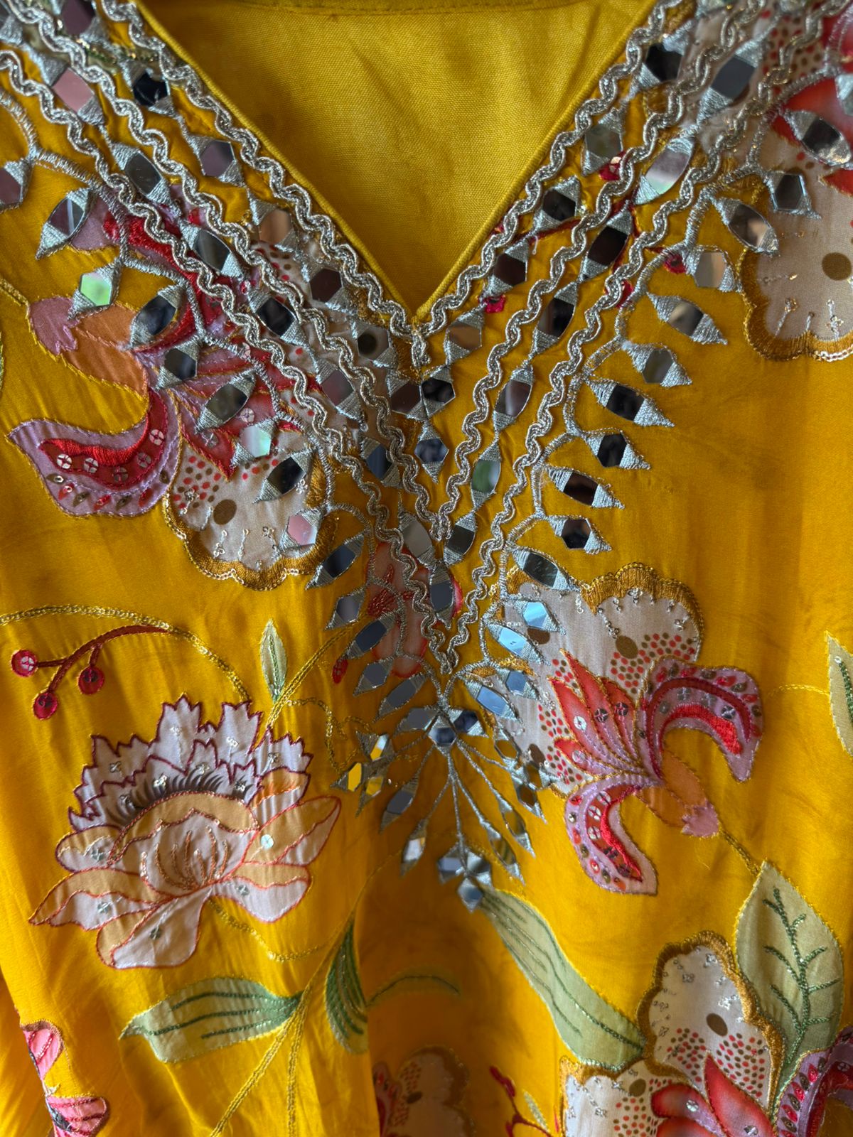 Soft organza  stitched kaaftan set