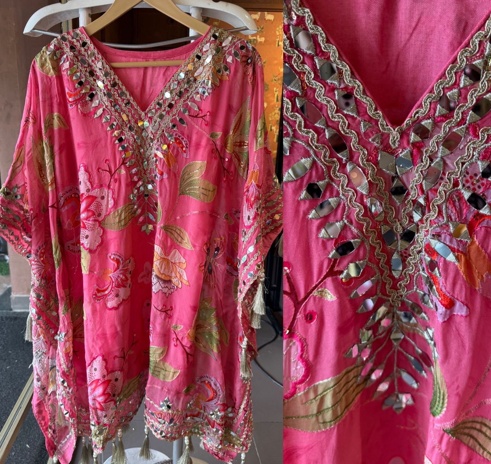 Soft organza  stitched kaaftan set