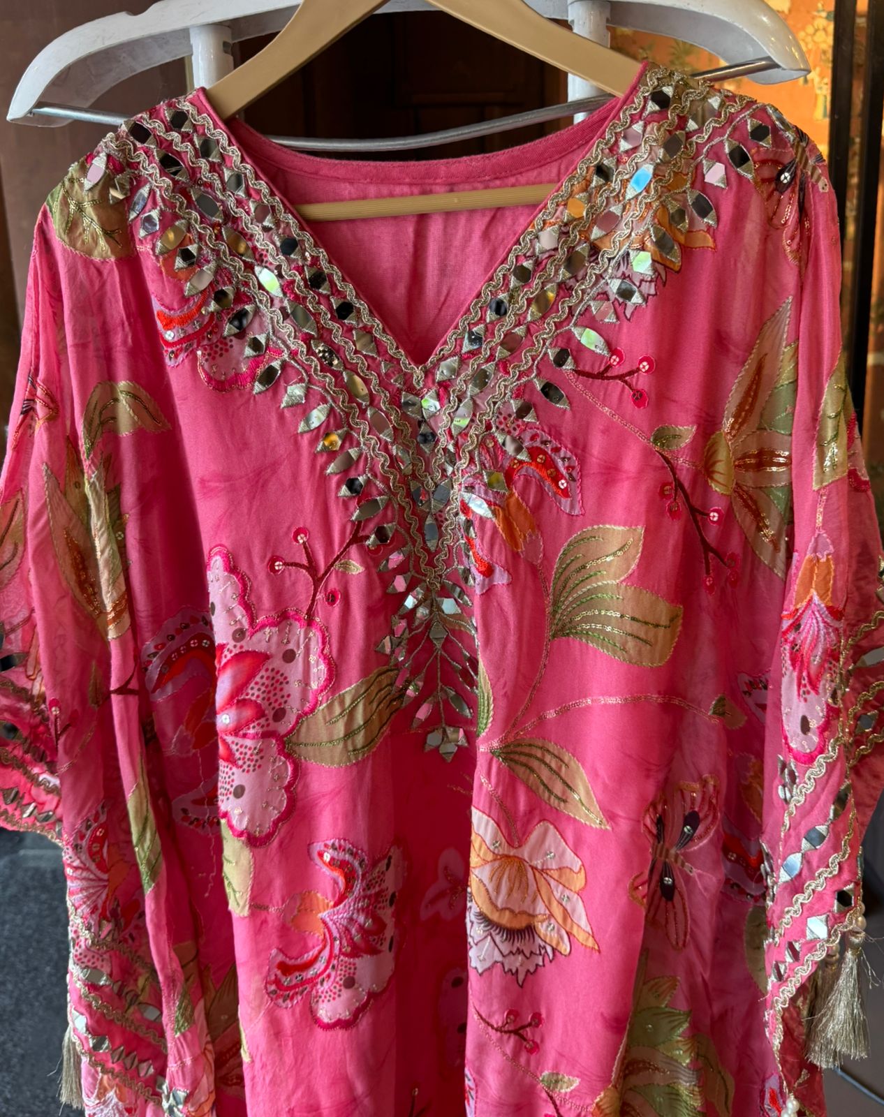 Soft organza  stitched kaaftan set