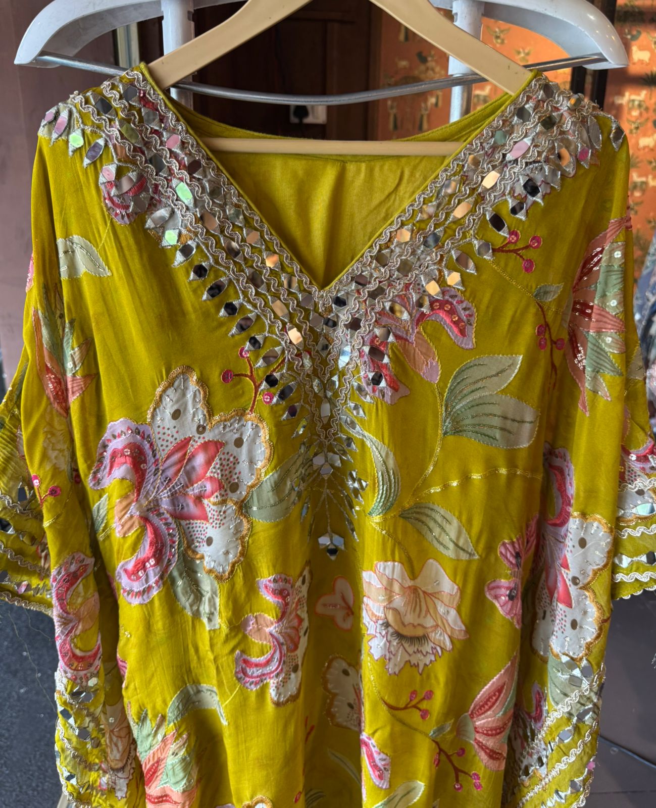 Soft organza  stitched kaaftan set