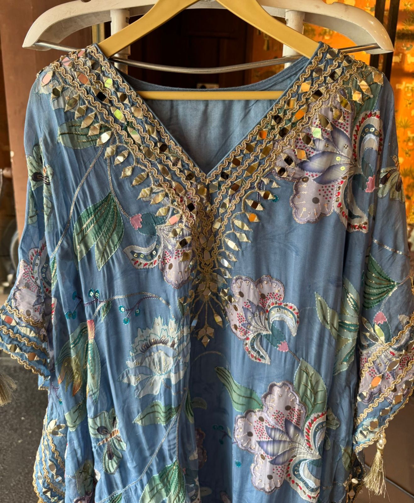 Soft organza  stitched kaaftan set