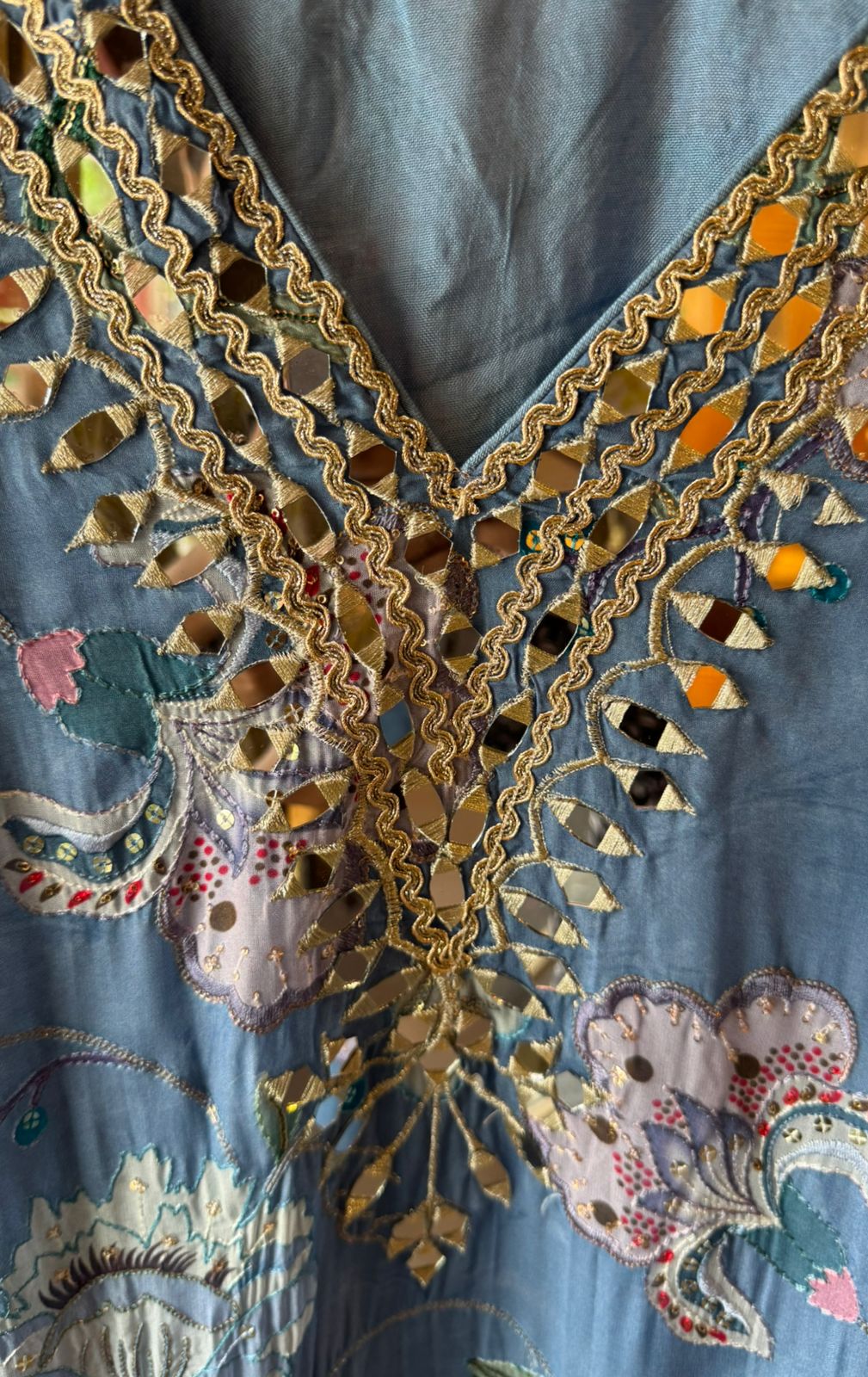 Soft organza  stitched kaaftan set