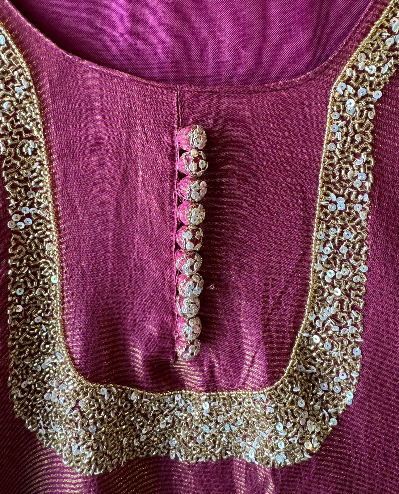 Self Tissue Kurta with Gold lurex Semi stitched shirt