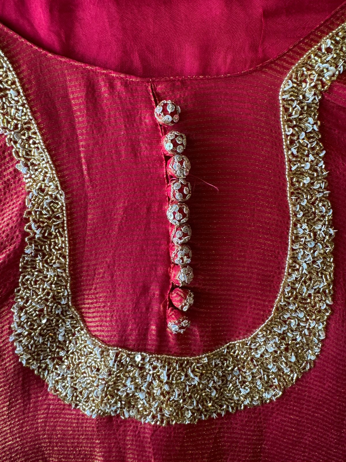 Self Tissue Kurta with Gold lurex Semi stitched shirt