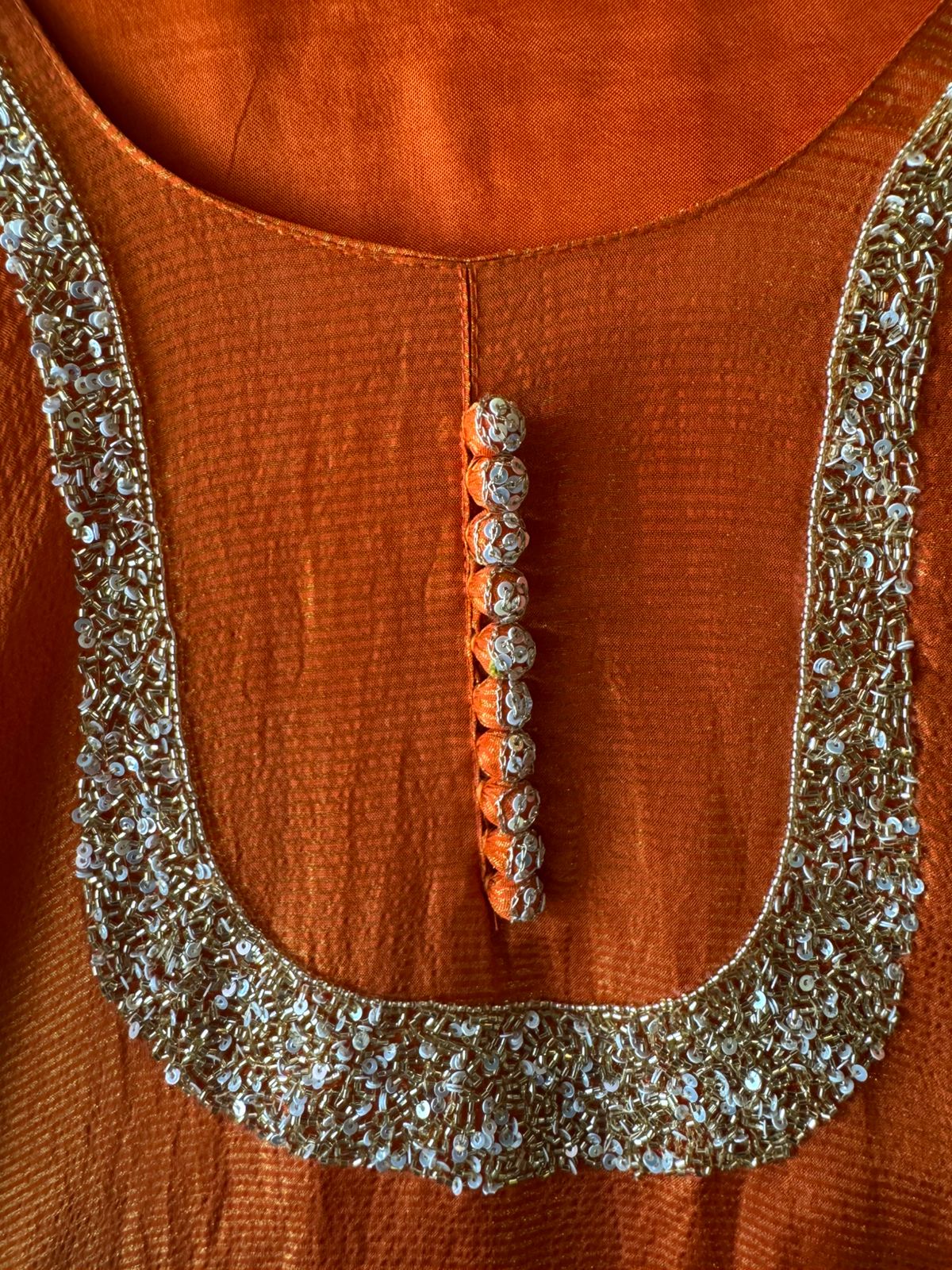 Self Tissue Kurta with Gold lurex Semi stitched shirt