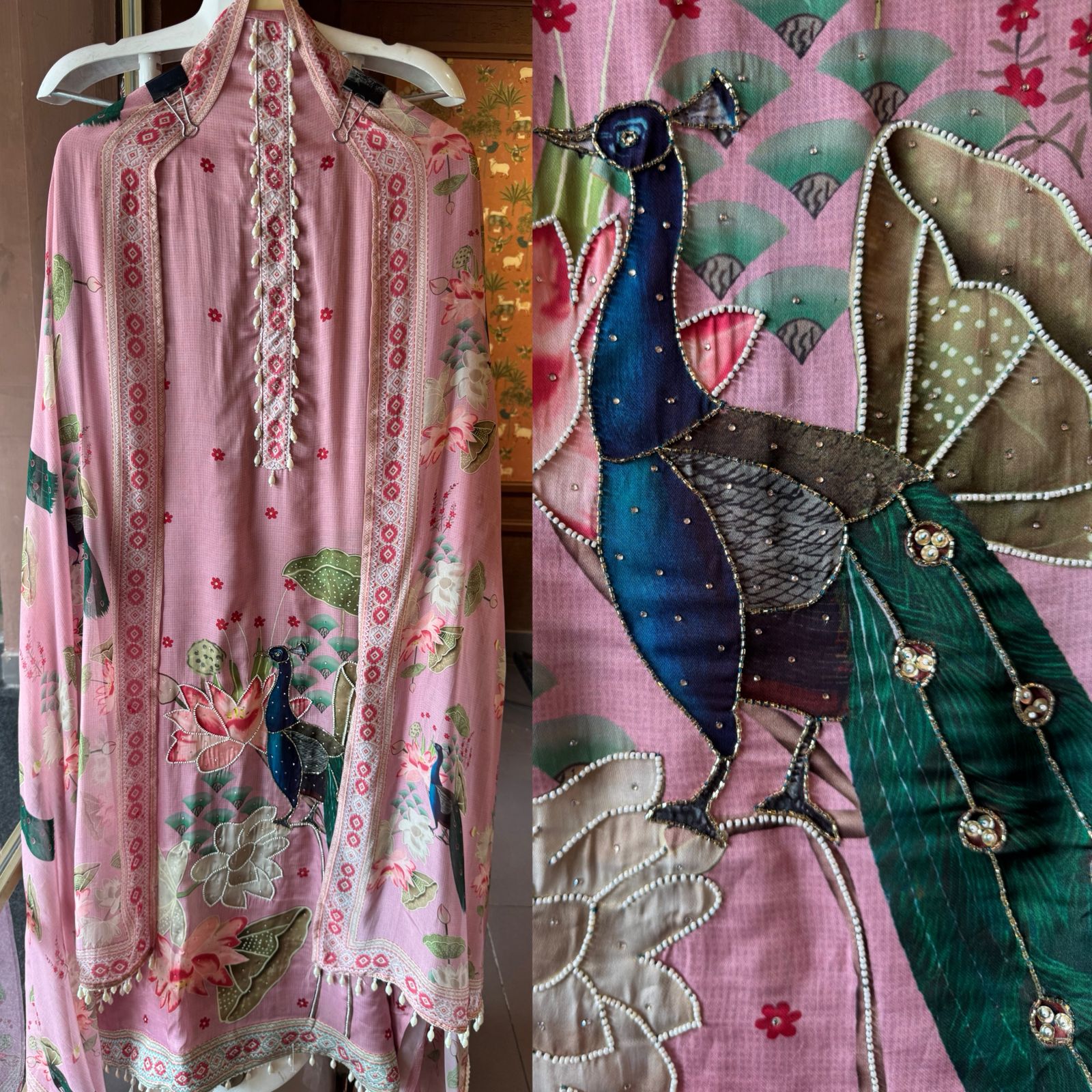 Satin silk  Unstitched Shirt