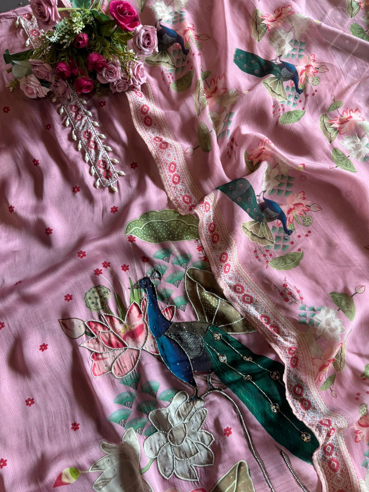 Satin silk  Unstitched Shirt