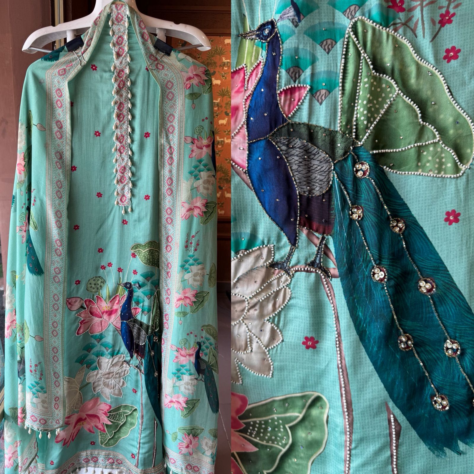 Satin silk  Unstitched Shirt