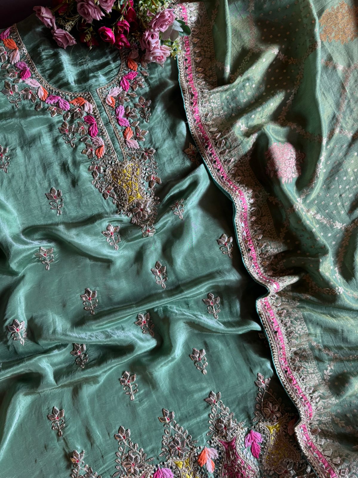 ETHNIC TRADITIONAL UNSTITCHED SUIT SET