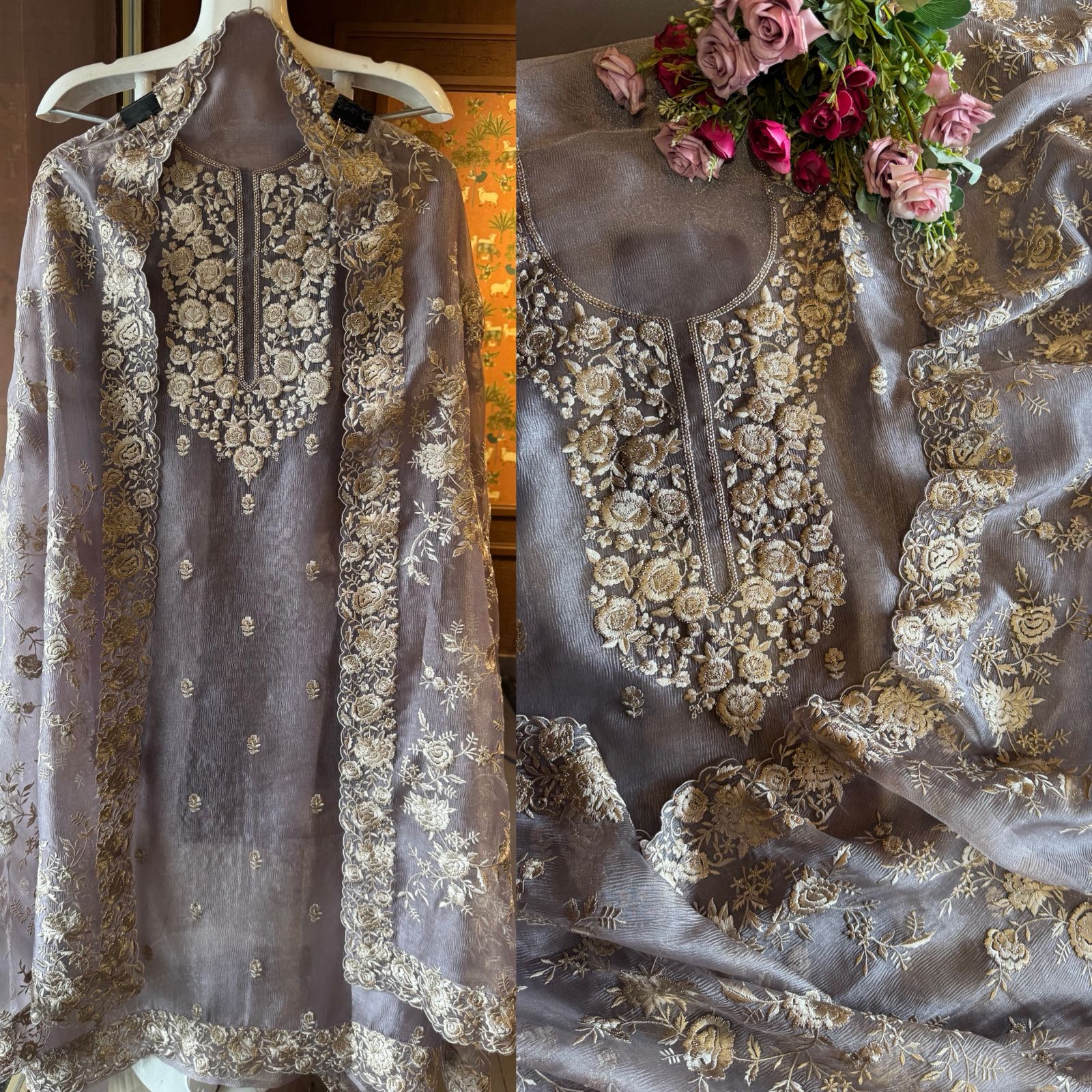 Crushed Soft Tissue Shirt Unstitched