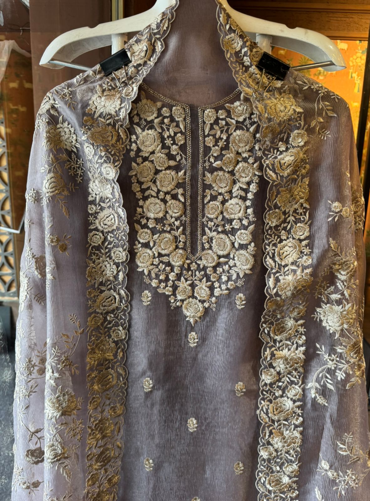 Crushed Soft Tissue Shirt Unstitched