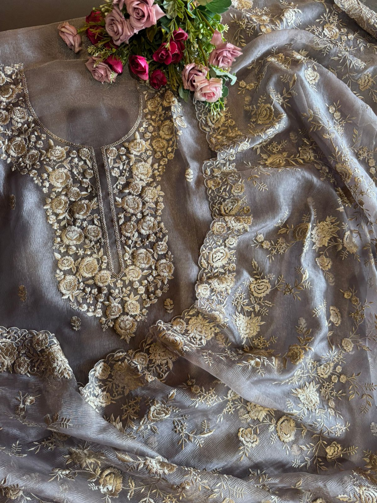 Crushed Soft Tissue Shirt Unstitched