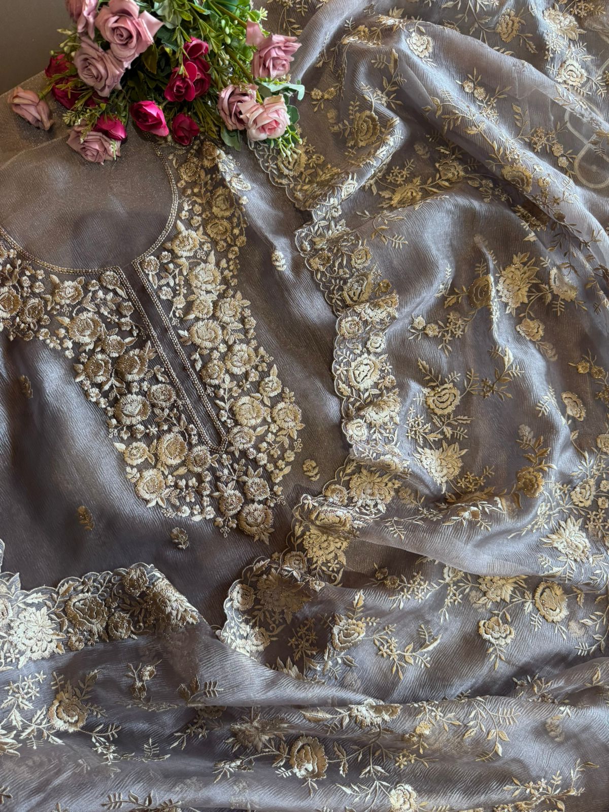 Crushed Soft Tissue Shirt Unstitched