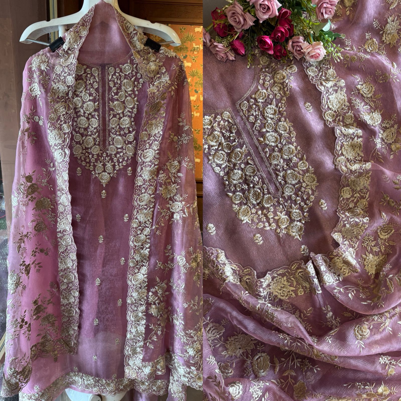 Crushed Soft Tissue Shirt Unstitched